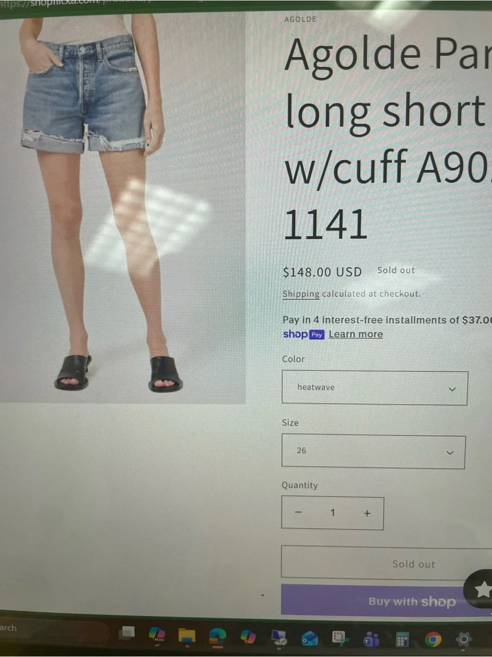 Agolde Parker long jean shorts with cuff